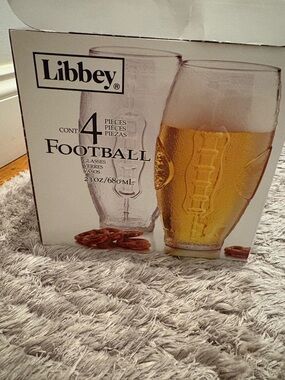 Libbey Clear Football-Shaped Beer Glasses (Set of 4)